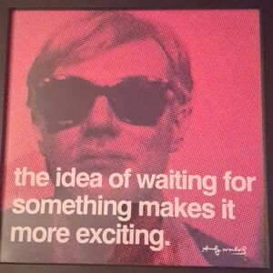 10x10 Andy Warhol Pop Art Quote Wall Art - Pink Portrait Waiting Quote